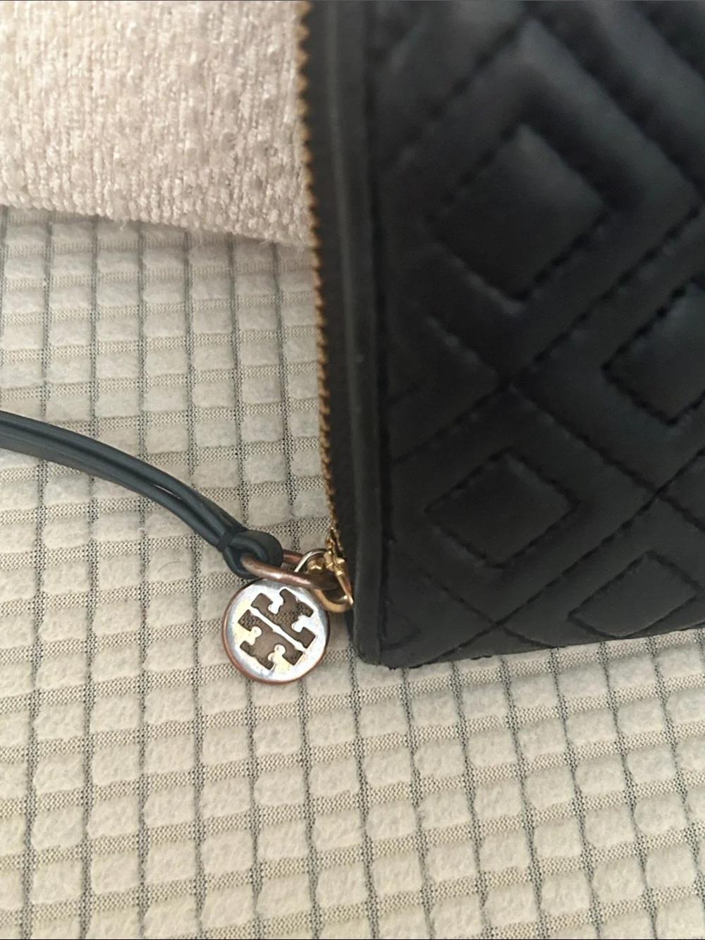 Tory Burch Black Quilted Leather Zip-Around Wallet